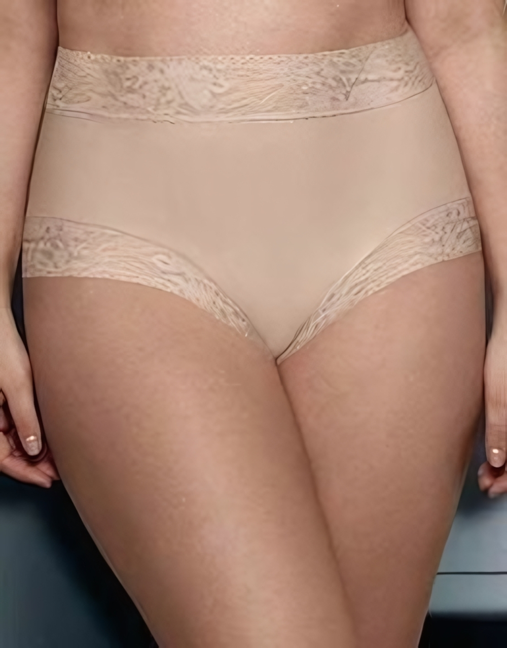Трусики-слипы с высокой линией талии Soft lace (Размер: XXL) (Цвет: телесный)