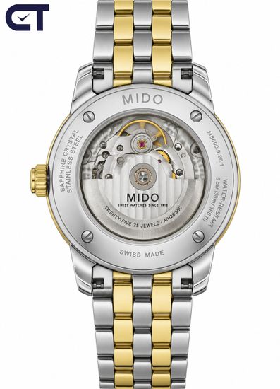 Mido Baroncelli Date Automatic M8600.9.26.1 с автоподзаводом и стальным браслетом мужские швейцарские часы