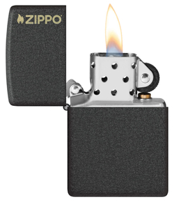 Зажигалка ZIPPO Logo с покрытием Black Crackle, латунь/сталь, чёрная, матовая, 38x13x57 мм, шт