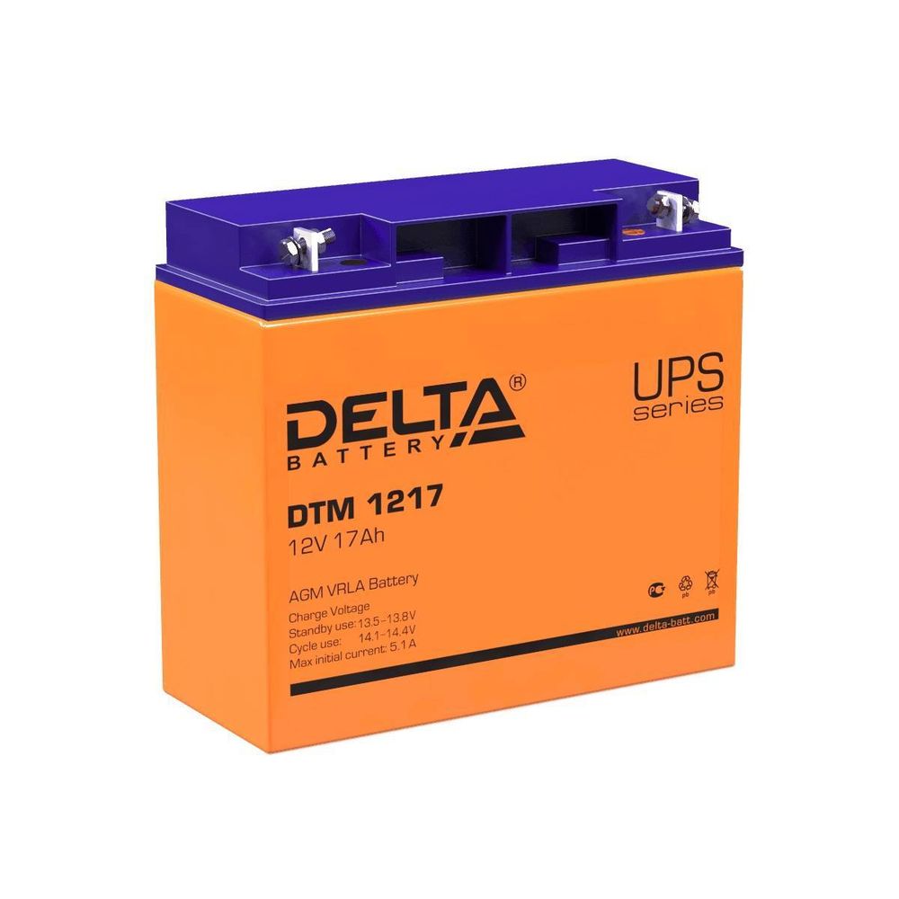 Аккумуляторная батарея Delta DTM 1217 напряжение 12В, емкость 17Ач (181x77x167mm) Аккумуляторная батарея Delta DTM 1217 напряжение 12В, емкость 17Ач (181x77x167mm)