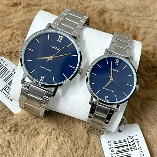 Парные часы Casio Standard: MTP-VT01D-2B и LTP-VT01D-2B