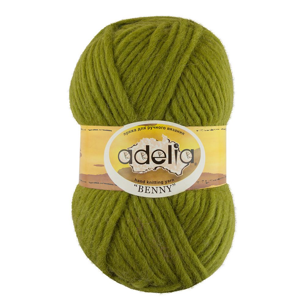 Пряжа Adelia Benny / уп.5 мот. по 100г, 96м, 764 оливковый Пряжа Adelia Benny / уп.5 мот. по 100г, 96м, 764 оливковый