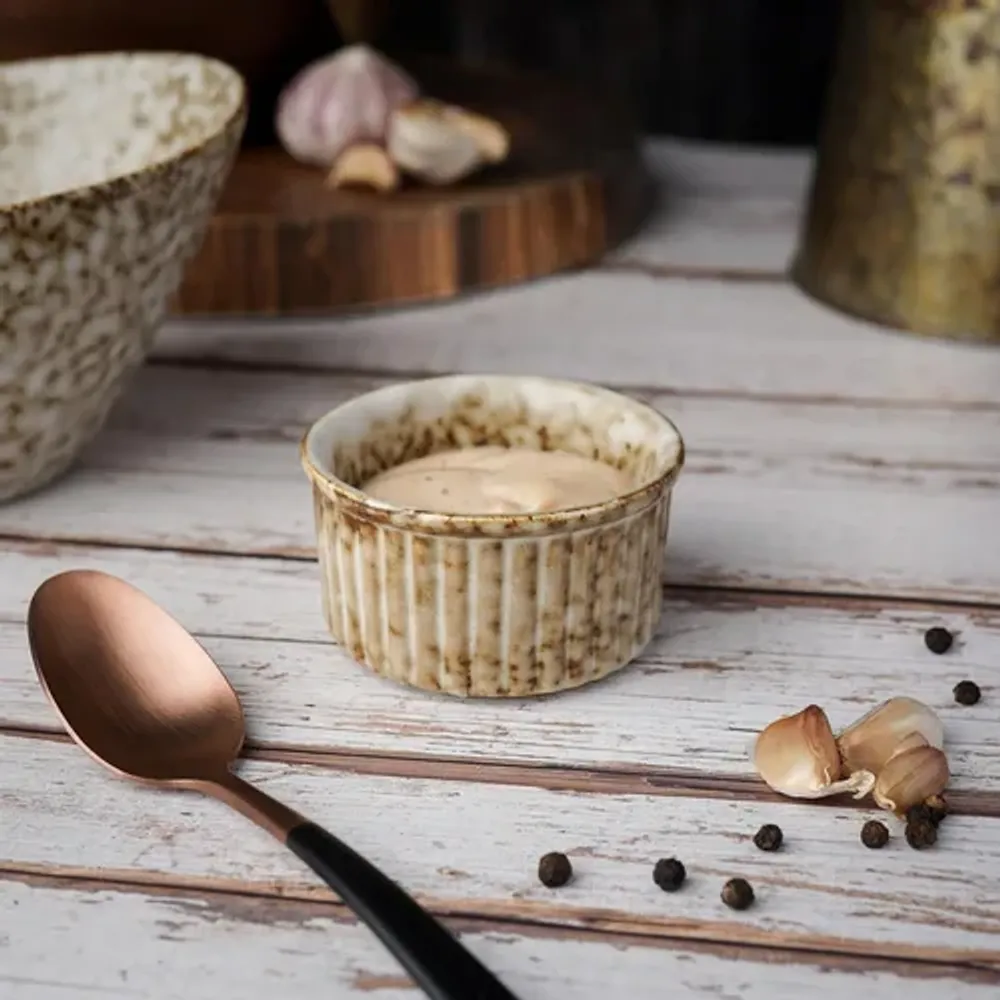 Соусник 90 мл d 7 см h4 см круглый Рамекин фарфор Brown Spider Silk P.L. Proff Cuisine [12]
