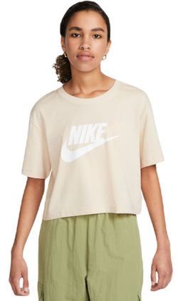Женская теннисная футболка Nike Sportswear Essential Crop Icon - Бежевый