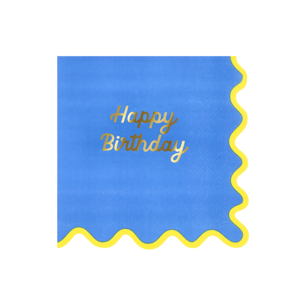 Салфетки большие с волнистым краем "С Днем Рождения" [Happy Birthday] 16 шт. (16,5 x 16,5 см)