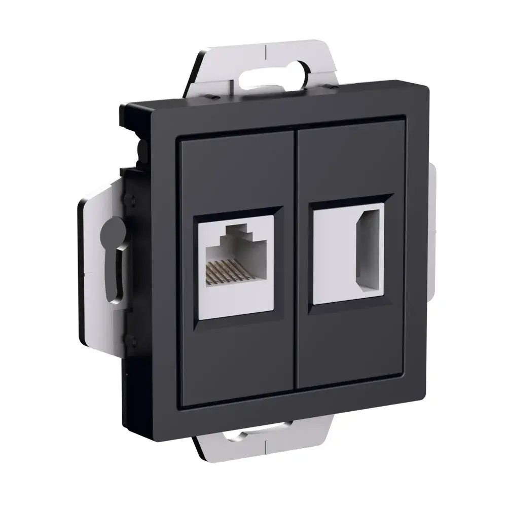 ATLASDESIGN РОЗЕТКА двойная HDMI+RJ45, кат. 5е, механизм, КАРБОН