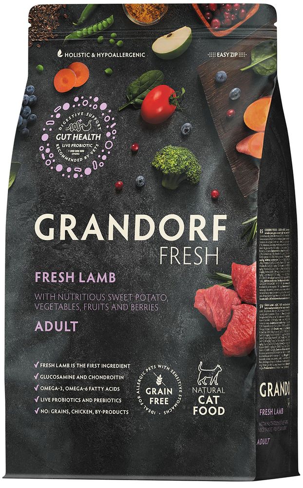 Grandorf Fresh 2кг Holistic Lamb&amp;Sweet Potato Сухой корм для кошек, свежее мясо ягненка с бататом