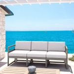 Диван пластиковый трехместный с подушками Siesta Contract Mykonos XL, бежевый, бежевый
