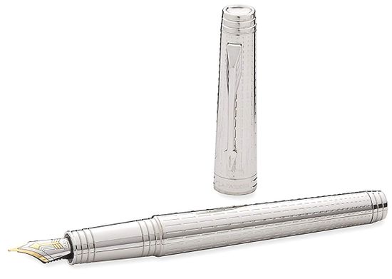 Перьевая ручка Parker Premier DeLuxe F562, цвет: Chiselling ST, S0887970