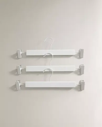ZARA HOME ЛАКИРОВАННАЯ ДЕРЕВЯННАЯ ВЕШАЛКА С ЗАЖИМОМ (НАБОР ИЗ 3 ШТ.), БЕЛЫЙ