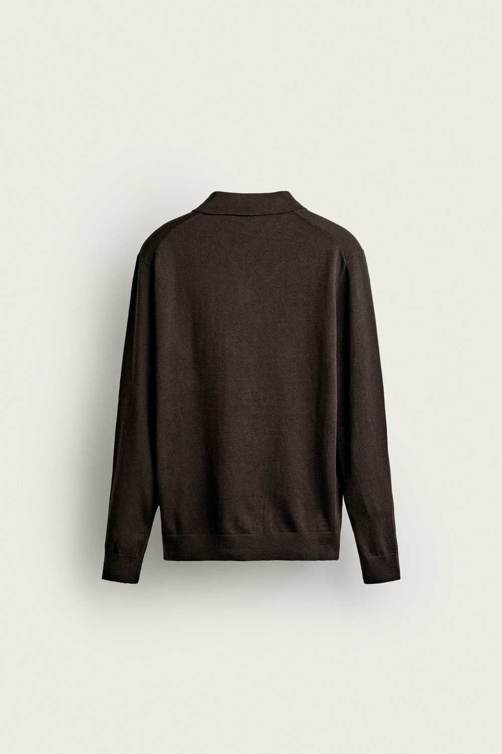 ZARA ПОЛО ИЗ СМЕСОВОГО ХЛОПКА ПРЯМОГО КРОЯ, ШОКОЛАДНЫЙ