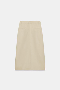 ZARA ЮБКА МИДИ СО СКЛАДКАМИ, СЕРО-ДЫМЧАТЫЙ
