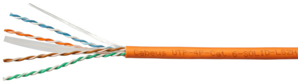 Кабель витая пара U/UTP 6 кат. 4 пары Cabeus UTP-4P-Cat.6-SOLID-LSZH-500