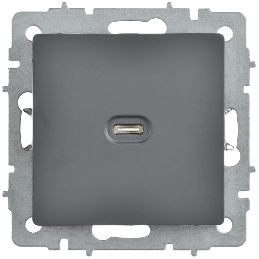 BRITE Розетка USB C 65Вт высокоскоростная зарядка РЮ12-1-БрГ графит IEK