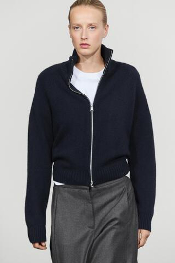 Massimo Dutti Кардиган из 100% кашемира на молнии, темно-синий