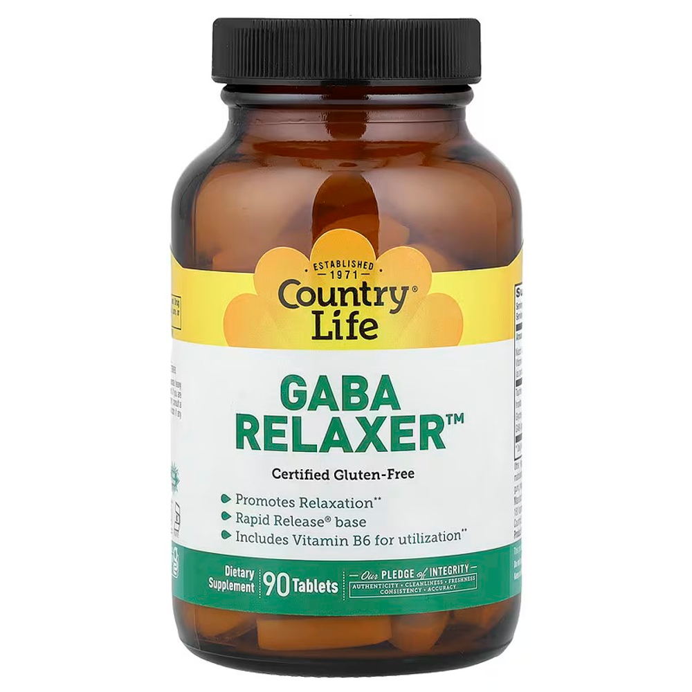 Country Life, GABA Relaxer™, комплекс с гамма-аминомасляной кислотой, 90 таблеток