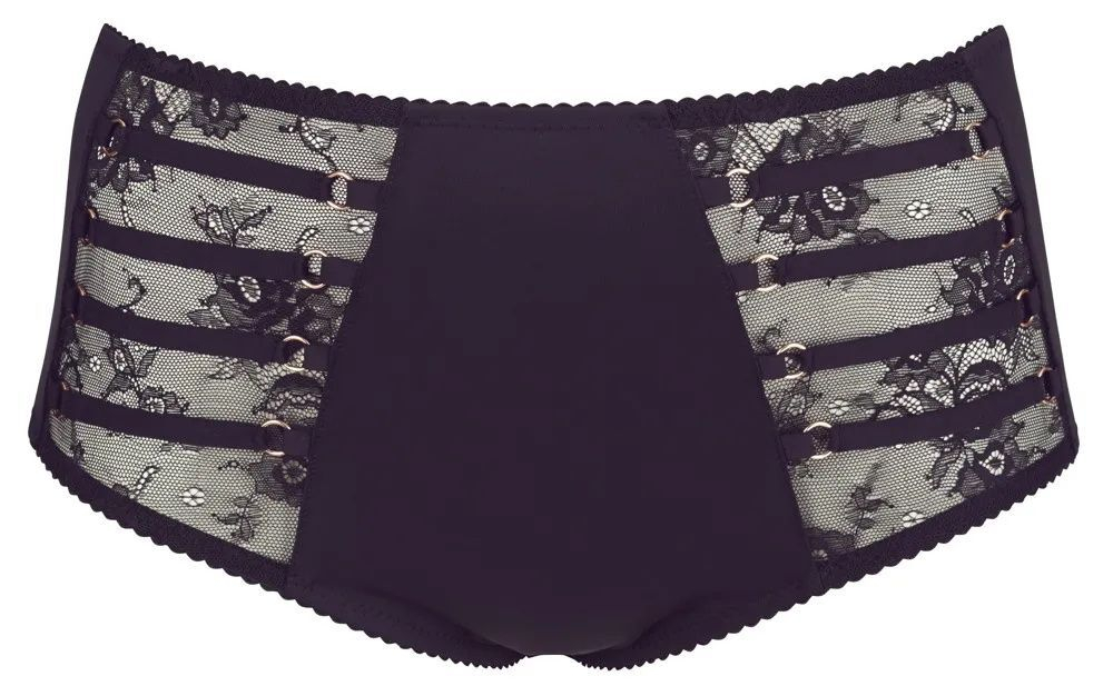 Женские трусы с кружевными вставками и кольцами (Размер: XXL) (Цвет: черный)