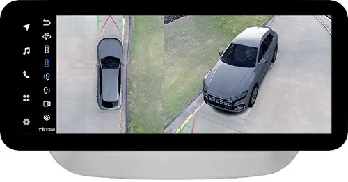 Магнитола для Hyundai Solaris 2 2017-2022 / Solaris HS (без штатной КЗВ, рамка серебро) - Teyes LUX ONE 360 монитор 12.3" 2K QLED на Android 10, Быстрая, CarPlay, 4G SIM-слот, 4 камеры в комплекте