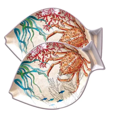 Rose&Tulipani Набор из 2 сервировочных тарелок с рыбками Sea Life 33x23 см из меламина EAN 8021918040478