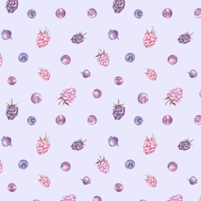 Ежевика, малина и черника на лавандовом / Forest berries on lavender