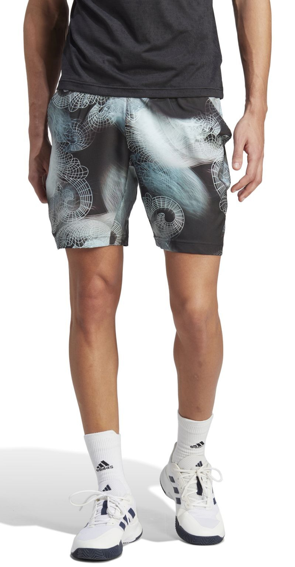 Мужские теннисные шорты Adidas Printed Tennis Short Pro - black/semi flash aqua/dash grey