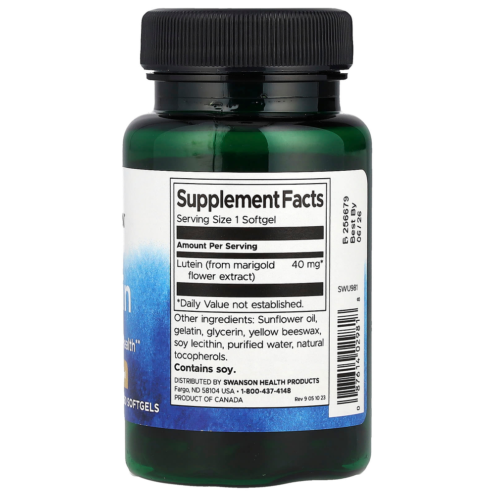 Swanson Vitamins, лютеин, 40 мг, 60 мягких таблеток