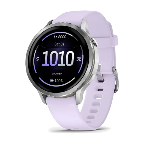 Умные часы Garmin Venu 4, 41mm, Silver with Periwinkle Silicone Band (010-03013-01)
