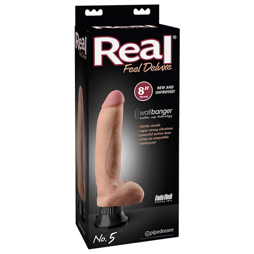 Телесный вибратор-реалистик 24,4см на присоске PipeDream Real Feel Deluxe #5 Wallbanger Realistic Vibrating Dong Flesh 1515-21