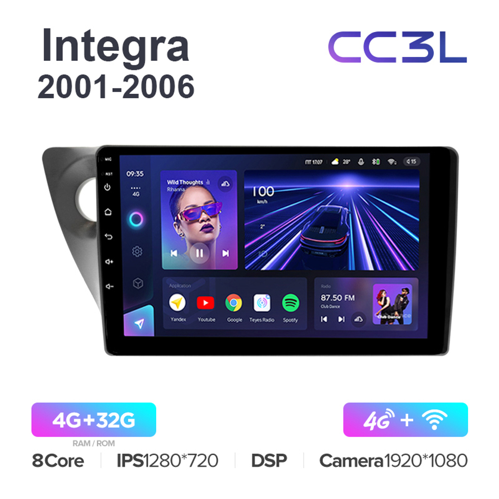 Teyes CC3L 9"для Honda Integra 2001-2006