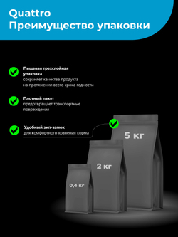 Корм сухой для взрослых кошек породы Американская короткошерстная, с лососем, 400 гр, QUATTRO