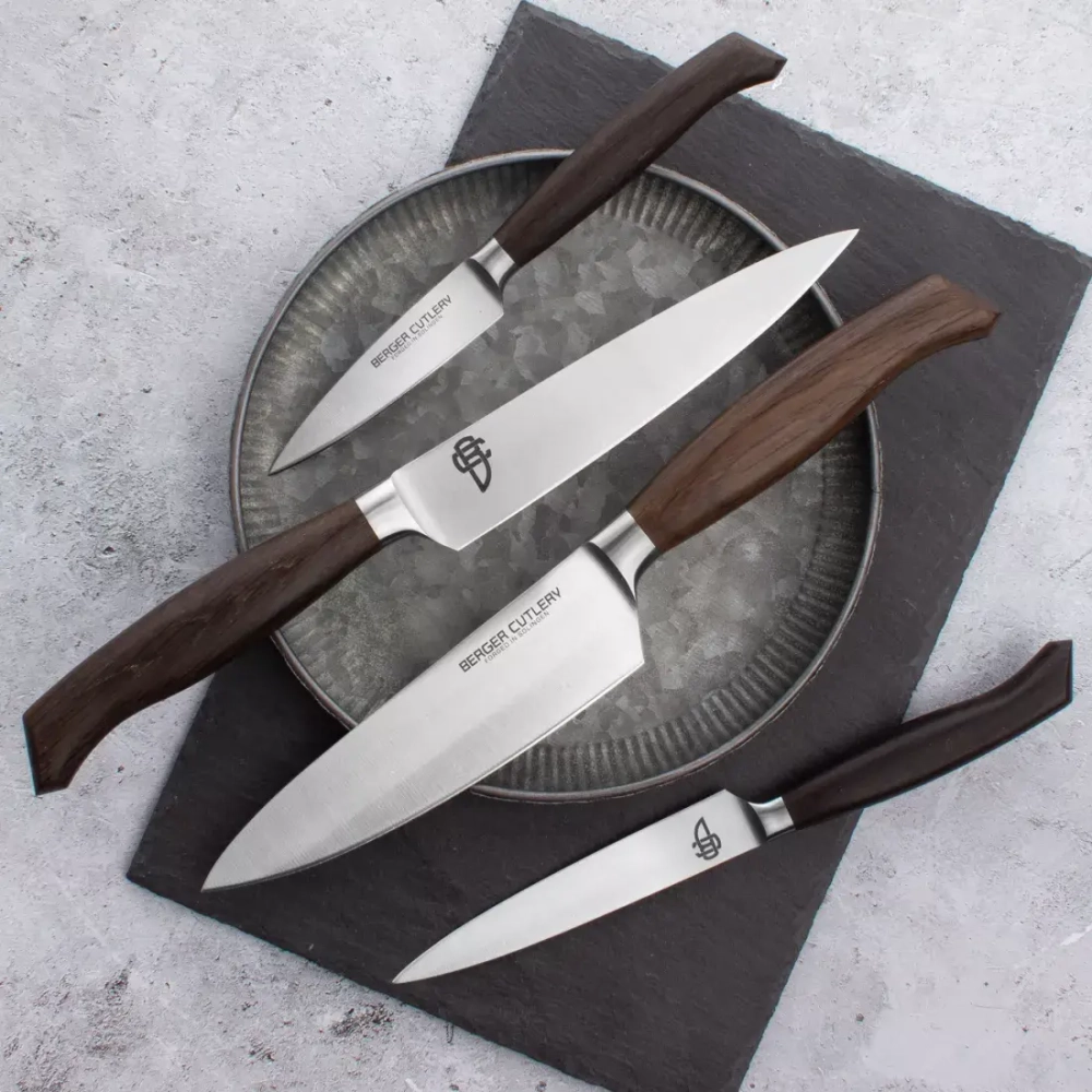Нож для чистки и нарезки 9см Berger Cutlery Ergo Line Smoked Oak