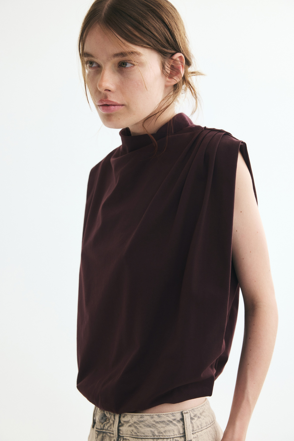 Хлопковый топ со складками - H&M