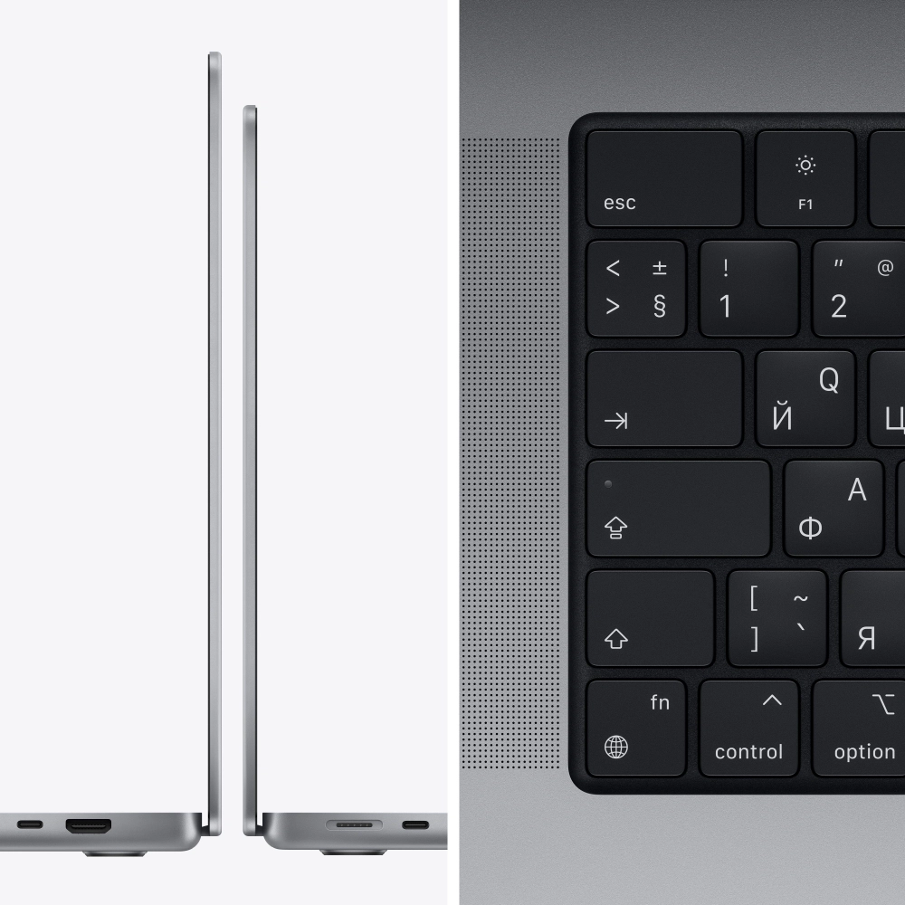 Ноутбук Apple MacBook Pro A2442 M1 Pro 10 core 16Gb SSD1Tb/16 core GPU 14.2" Liquid Retina XDR (3024x1964) macOS grey space WiFi BT Cam (MKGQ3RU/A)