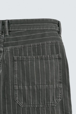 ZARA БРЮКИ BAGGY FIT В ТОНКУЮ ПОЛОСКУ, СЕРЫЙ/СИНИЙ