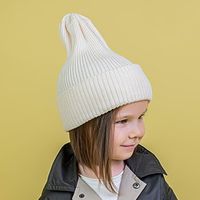 Шапка хлопковая однослойная с двойным отворотом "Молоко"