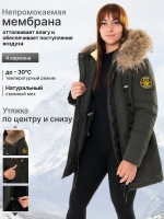 Куртка зимняя удлиненная с капюшоном натуральный мех