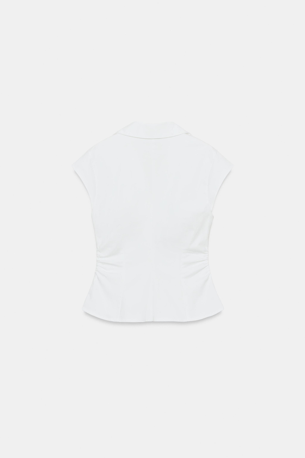 ZARA ТОП ИЗ ПОПЛИНА С ЗАКЛЕПКАМИ, БЕЛЫЙ