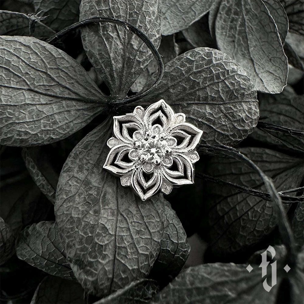 Накрутка "Rosen" - Белое золото - White CZ