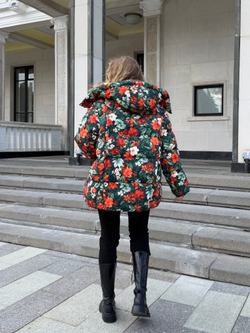 Пуховик Рокет принт черный