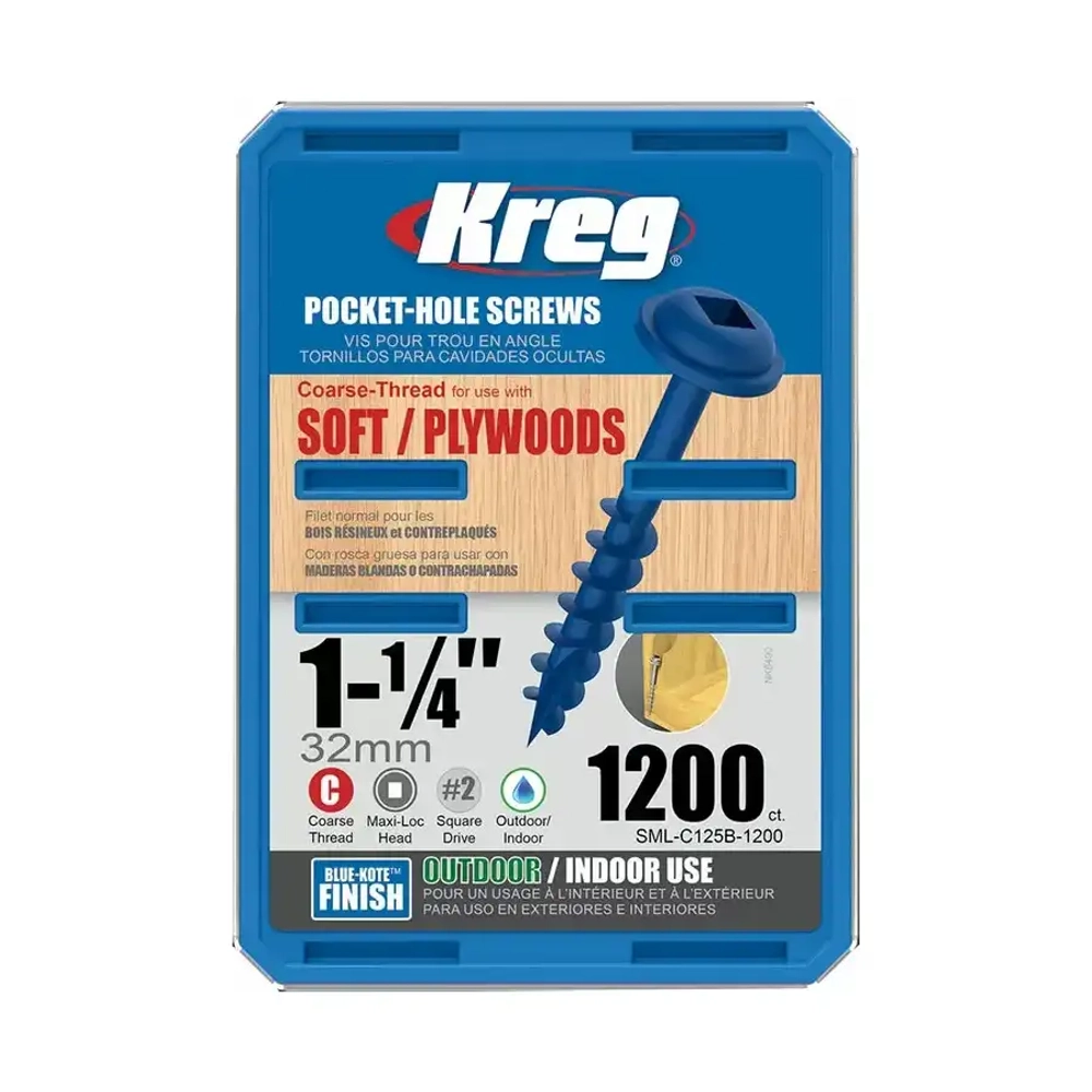 Шурупы с крупным шагом (Blue Kote) 1-1/4"-1200 шт Kreg SML-C125B-1200-INT
