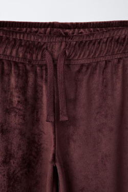 ZARA БРЮКИ WIDE LEG ИЗ ВЕЛЬВЕТА С КОНТРАСТНЫМИ ЛАМПАСАМИ, КОРИЧНЕВЫЙ