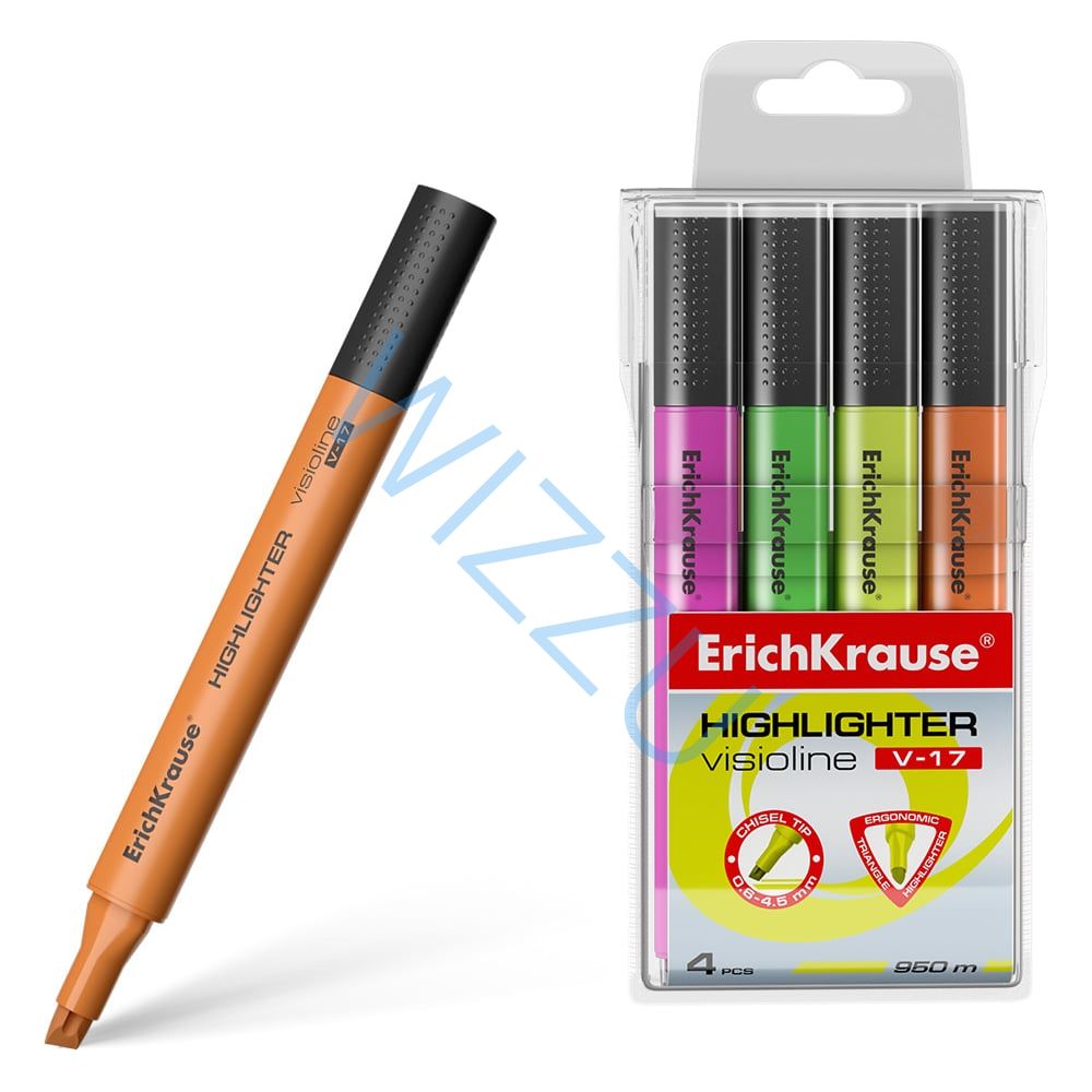 Маркер для выделения текста ErichKrause VisioLine® V-17-L Неон, цвет чернил оранжевый (в коробке по 12 шт.) Арт-63559