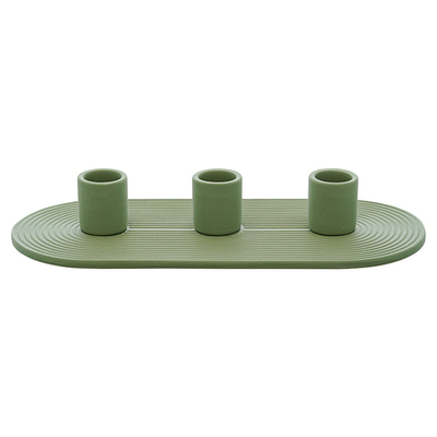 Подсвечник для 3 свечей из каменной керамики оливкового цвета из коллекции essential