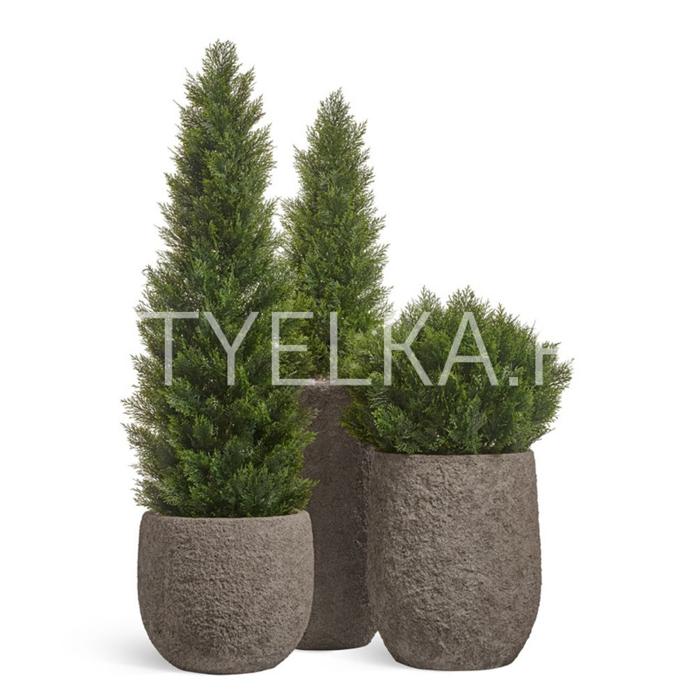 Кашпо TREEZ Effectory - Terra - Чаша classic - Серый беж