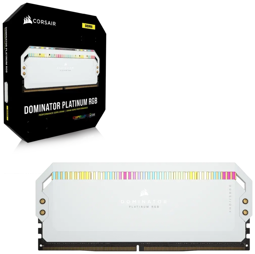 Оперативная память CORSAIR Dominator Platinum RGB, 32 Гб DDR5 (2x16 Гб), CL36, 6200 МГц, Белая (CMT32GX5M2X6200C36W)