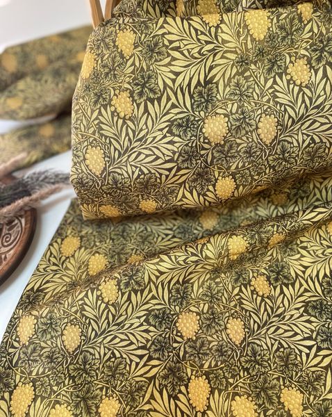 ВИНОГРАД У. МОРРИС, ОЛИВКОВЫЙ ФОН 100% хлопок Handmade Fabrics 2