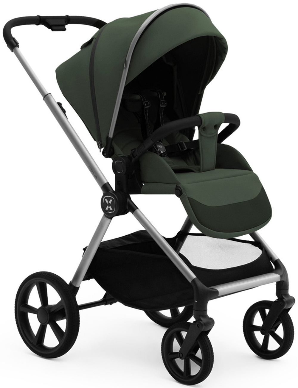 Коляска Agex Life 3 в 1 хромированная рама с автокреслом i-Safe Black ALC613 Crocodile (Зеленый)