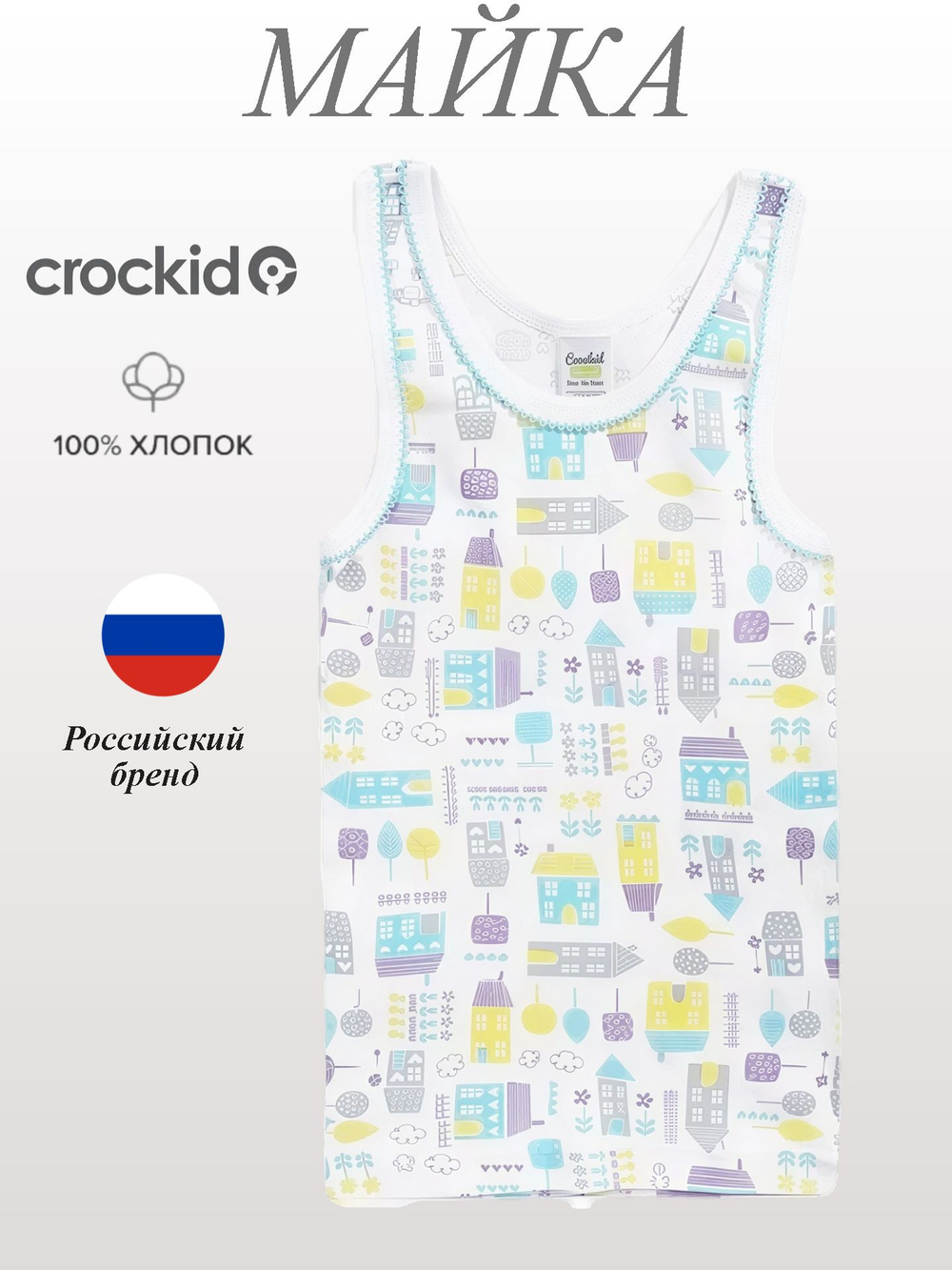 К 1066/мятная конфета город майка для девочки