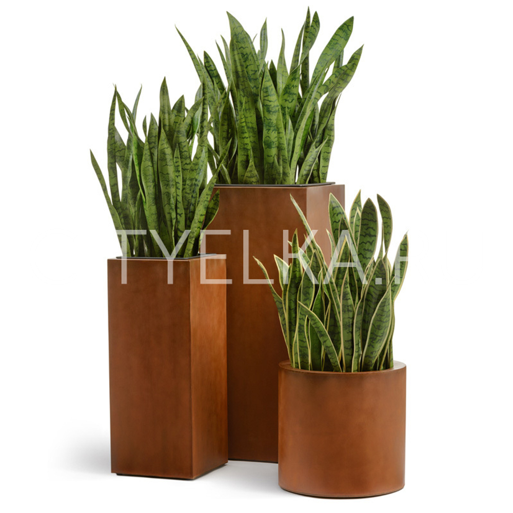 Кашпо TREEZ Effectory - Corten Steel - Цилиндр - Кортеновская сталь-Бархатистая окись