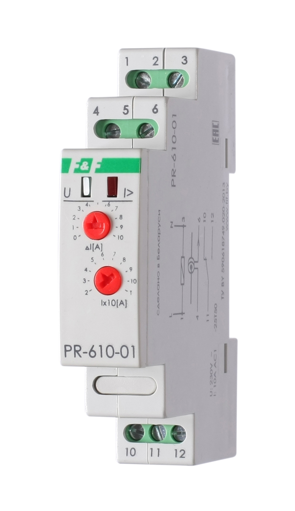 Реле контроля тока PR-610-01 (диапазон измер-я тока 20-110А) 230В 10А 1P IP20